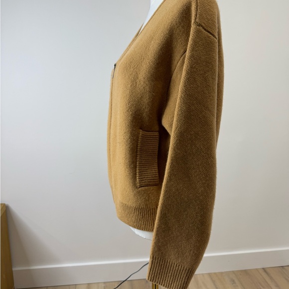 Zara Tan V-Neck Zip Cardigan - Picture 4 of 6